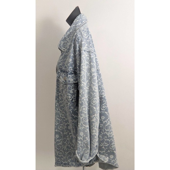 Womens Vintage Blue Denim Jean Floral Jacket STOOSH 90s Y2K Button Down Size L - Picture 9 of 13